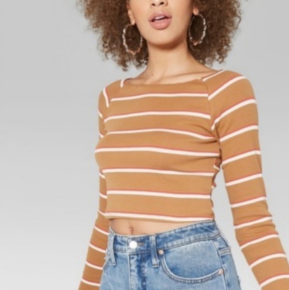 Wild fable NWT 2X long sleeve crop top VSCO Preppy Academia Indie Sleaze - Picture 1 of 7